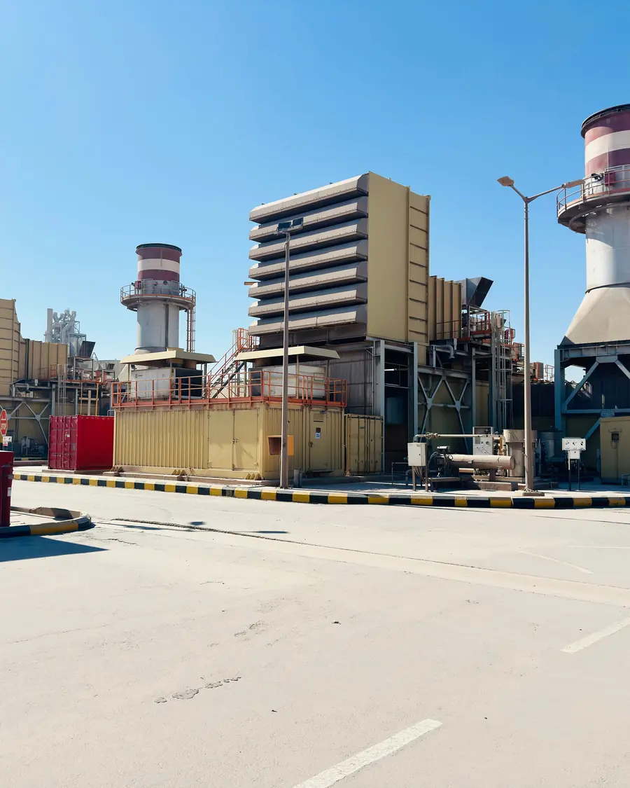 Gas-turbine power station under a clear sky